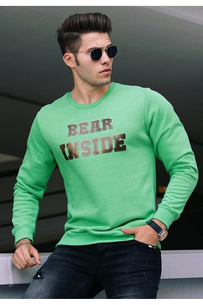 Madmext Grünes bedrucktes Sweatshirt mit Rundhalsausschnitt 4751
