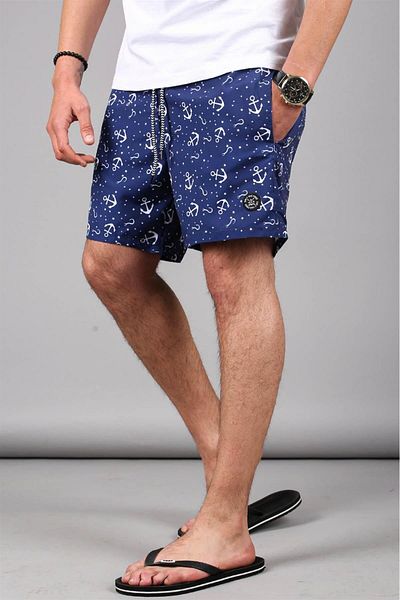Madmext Marineblaue Badeshorts für Herren mit Ankermuster 6366