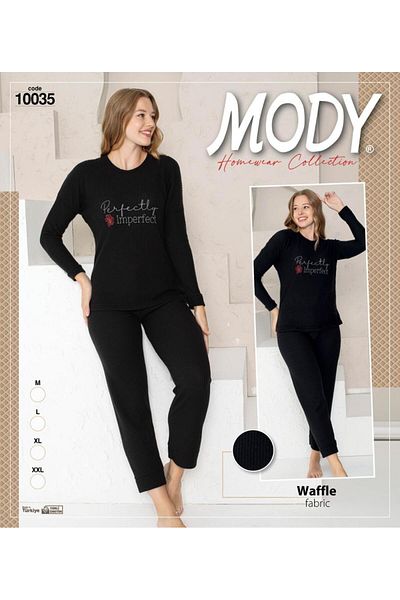 MODY Women's Winter Waffle Fabric Pajama Set