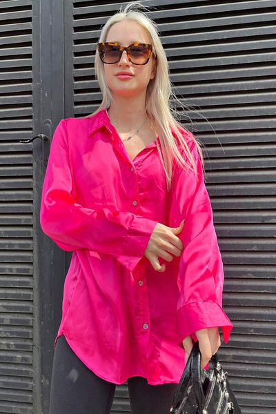 Madmext Fukszia Basic női szatén ing Mg1326