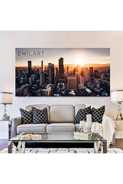 EMİLART Gün Batımı Sunset Şehir Manzarası New York City HD Kalite Kanvas Emla...