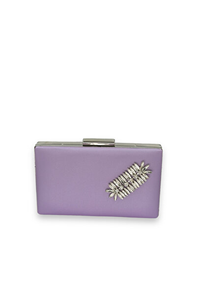 Biçanta Culoarea Liliac Anti-zgârieturi Satin Argintiu Piatră Geantă pentru rochie de seară Geantă de logodnă de nuntă