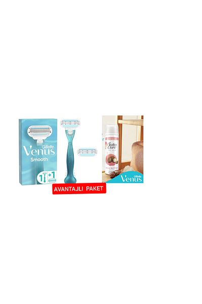Gillette Venus Smooth Women's Shaver + 2 Spare Razor Blades + Satin Care Shaving Gel