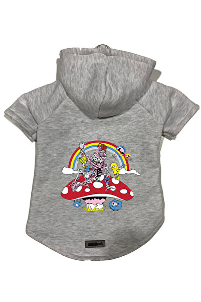 Monopetz سويت شيرت من الصوف بغطاء للرأس للكلاب والقطط - رمادي سيتي 30 - مقاس S