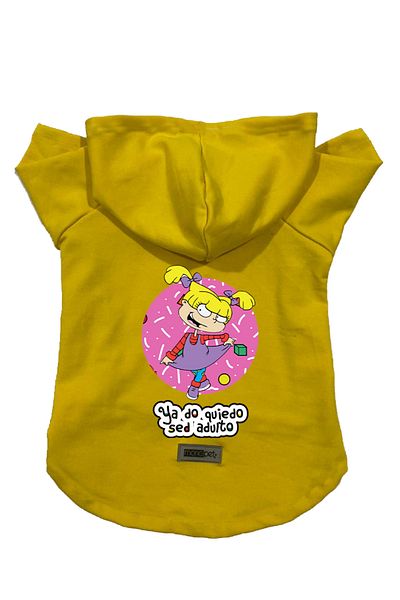 Monopetz Hooded Fleece Sweatshirt Dog and Cat Outfit & Dress - Yellow Rugrats Angelica