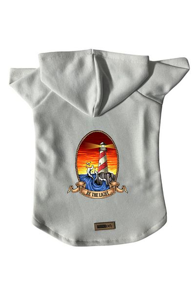Monopetz Hooded Fleece Sweatshirt Dog and Cat Outfit & Dress - White Lighthouse - Size S