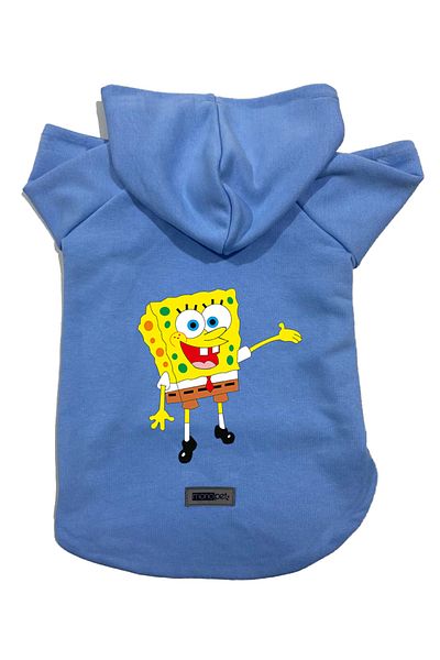 Monopetz Hooded Fleece Sweatshirt Dog and Cat Outfit & Dress - Blue Sponge Bob