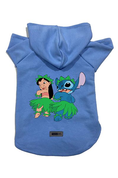 Monopetz Hooded Fleece Sweatshirt Dog and Cat Outfit & Dress - Blue Lilo & Stich - Size XS