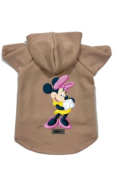Monopetz Hooded Fleece Sweatshirt Dog and Cat Outfit & Dress - Beige Minnie
