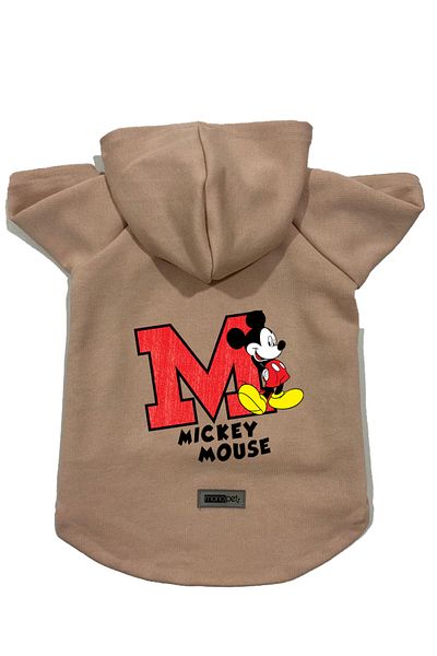 Monopetz Hooded Fleece Sweatshirt Dog and Cat Outfit & Dress - Beige New Mickey 2