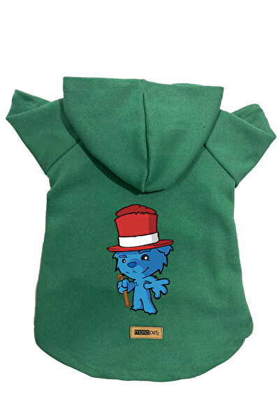 Monopetz سويت شيرت من الصوف بغطاء للرأس ملابس للكلاب والقطط - الدب الأخضر - م...