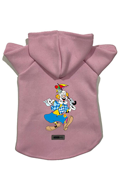 Monopetz Hooded Fleece Sweatshirt Dog and Cat Outfit & Dress - Pink Clown - S...