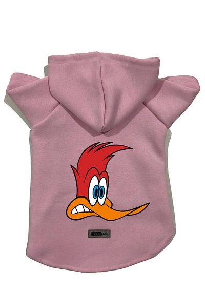 Monopetz Hooded Fleece Sweatshirt Dog and Cat Outfit & Dress - Pink Pica Pau