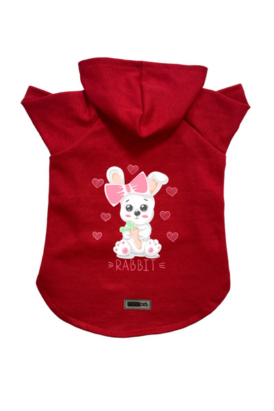 Monopetz سويت شيرت من الصوف بغطاء للرأس للكلاب والقطط - أرنب أحمر - مقاس S