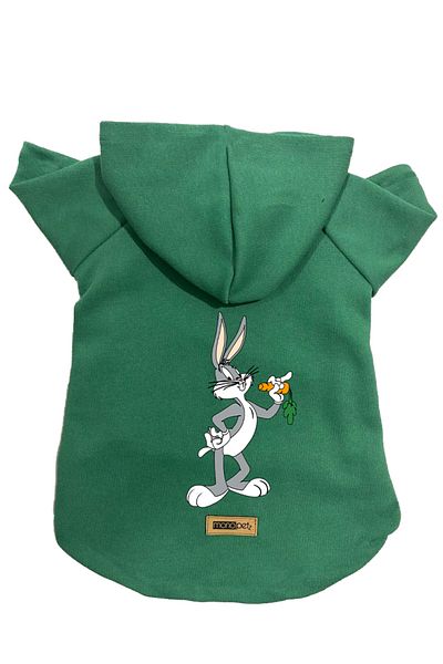 Monopetz Hooded Fleece Sweatshirt Dog and Cat Outfit & Dress - Green New Bugs Bunny