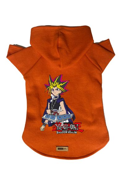 Monopetz Hooded Fleece Sweatshirt Dog and Cat Outfit & Dress - Orange Yugi Oh