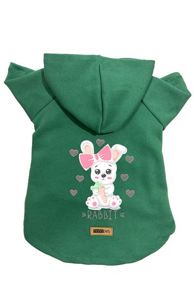 Monopetz Hooded Fleece Sweatshirt Dog and Cat Outfit & Dress - Green Rabbit