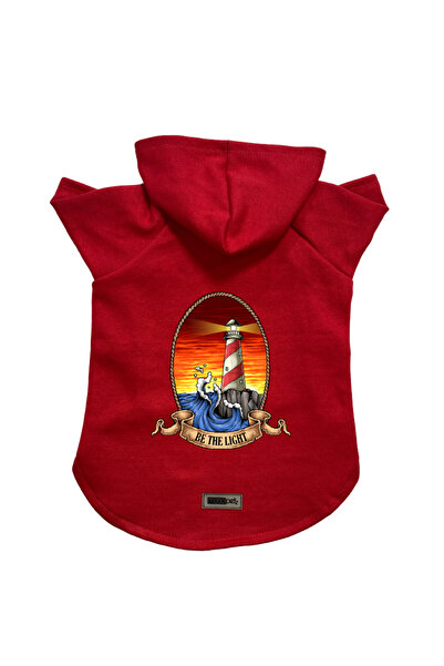 Monopetz Hooded Fleece Sweatshirt Dog and Cat Outfit & Dress - Red Lighthouse...