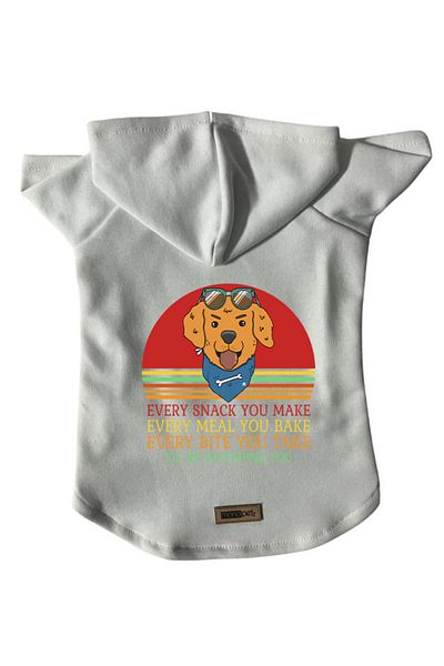 Monopetz Hooded Fleece Sweatshirt Dog and Cat Outfit & Dress - White Every Snack You Make