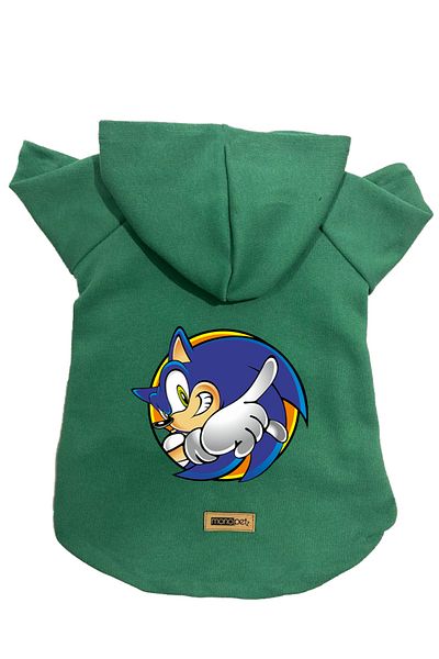 Monopetz Hooded Fleece Sweatshirt Dog and Cat Outfit & Dress - Green Sonic