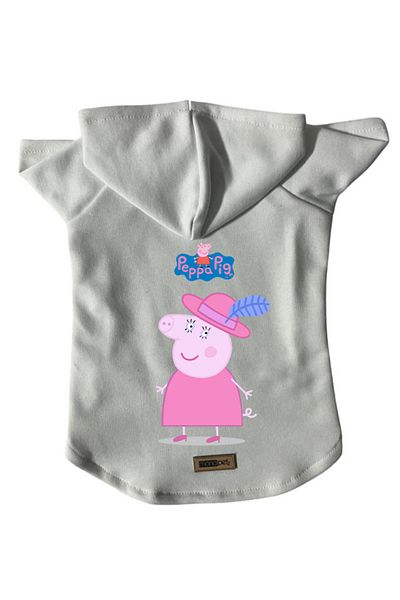 Monopetz Hooded Fleece Sweatshirt Dog and Cat Outfit & Dress - White Peppa Pig