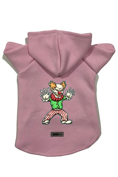 Monopetz Hooded Fleece Sweatshirt Dog and Cat Outfit & Dress - Pink Evil Clown