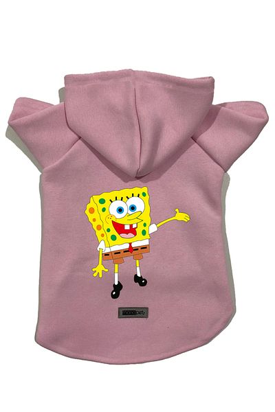 Monopetz Hooded Fleece Sweatshirt Dog and Cat Outfit & Dress - Pink Sponge Bob