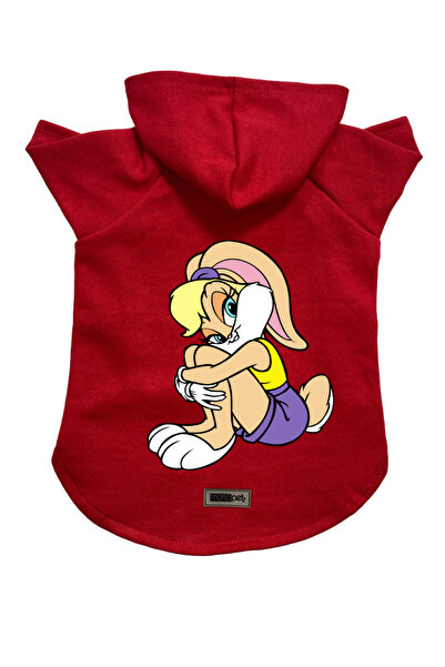 Monopetz سويت شيرت من الصوف بغطاء للرأس ملابس للكلاب والقطط - لولا حمراء - مق...