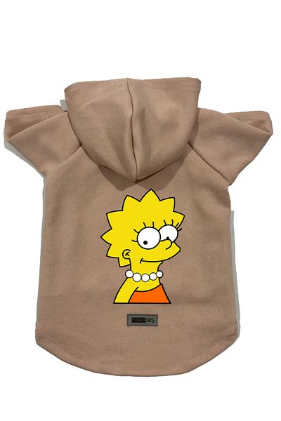 Monopetz Hooded Fleece Sweatshirt Dog and Cat Outfit & Dress - Beige Lisa Simpson