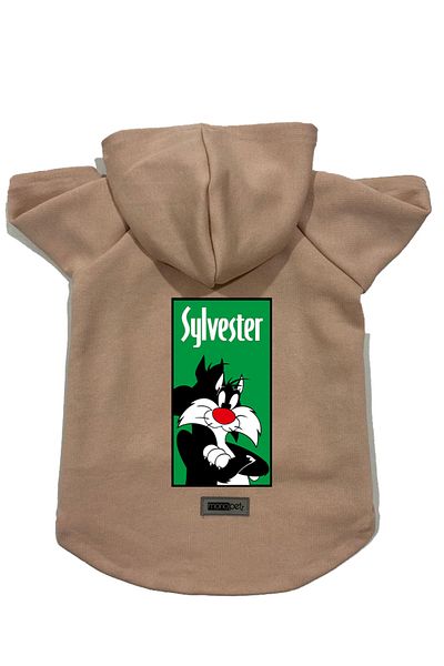 Monopetz Hooded Fleece Sweatshirt Dog and Cat Outfit & Dress - Beige Sylvester