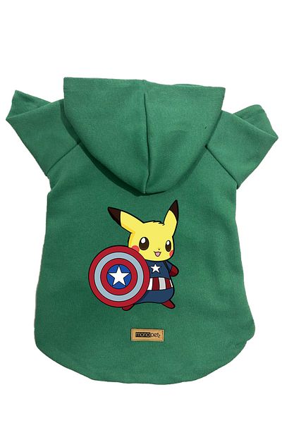 Monopetz Hooded Fleece Sweatshirt Dog and Cat Outfit & Dress - Green New Pikachu 2