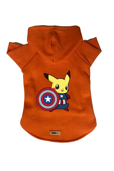 Monopetz Hooded Fleece Sweatshirt Dog and Cat Outfit & Dress - Orange New Pikachu 2