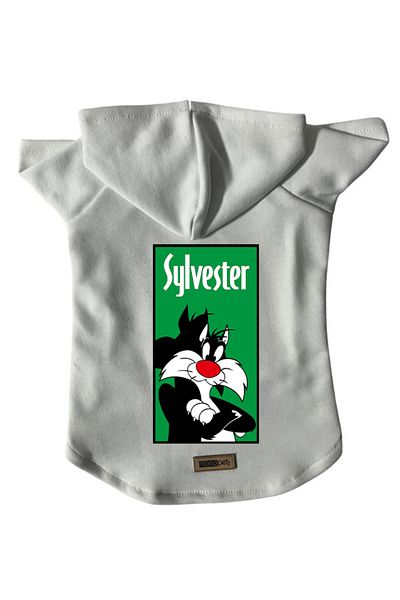 Monopetz Hooded Fleece Sweatshirt Dog and Cat Outfit & Dress - White Sylvester