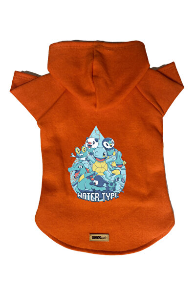 Monopetz سويت شيرت من الصوف بغطاء للرأس ملابس للكلاب والقطط - برتقالي - مقاس L