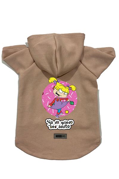Monopetz Hooded Fleece Sweatshirt Dog and Cat Outfit & Dress - Beige Rugrats Angelica