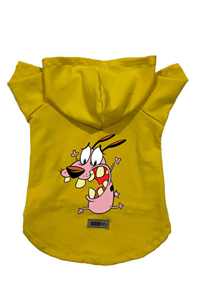 Monopetz سويت شيرت من الصوف بغطاء للرأس ملابس للكلاب والقطط - أصفر شجاع - مقاس L