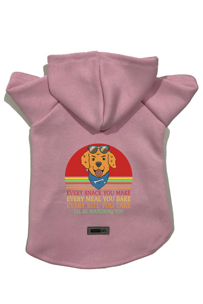 Monopetz سويت شيرت من الصوف بغطاء للرأس ملابس للكلاب والقطط - وردي كل وجبة خف...