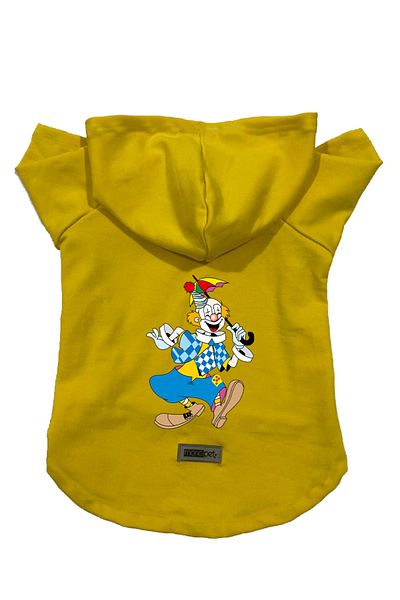 Monopetz Hooded Fleece Sweatshirt Dog and Cat Outfit & Dress - Yellow Clown