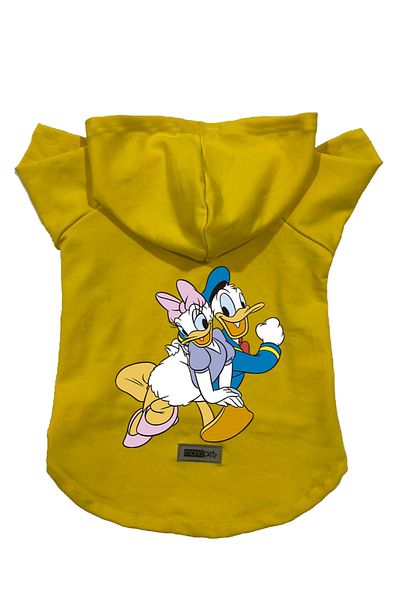 Monopetz Hooded Fleece Sweatshirt Dog and Cat Outfit & Dress - Yellow Deysi & Donald