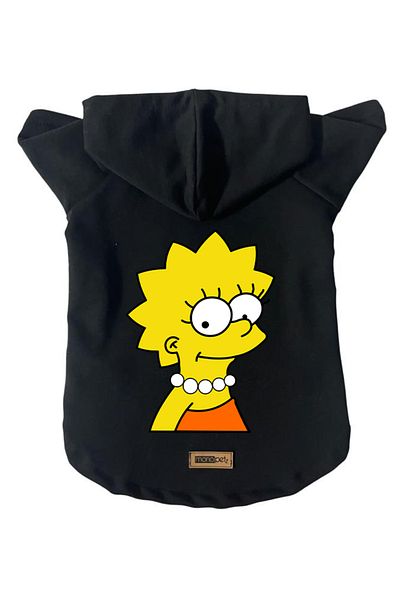 Monopetz Hooded Fleece Sweatshirt Dog and Cat Outfit & Dress - Black Lisa Simpson