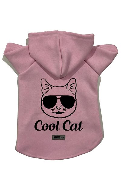 Monopetz Hooded Fleece Sweatshirt Dog and Cat Outfit & Dress - Pink Cool cat