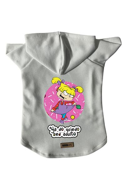 Monopetz Hooded Fleece Sweatshirt Dog and Cat Outfit & Dress - White Rugrats Angelica