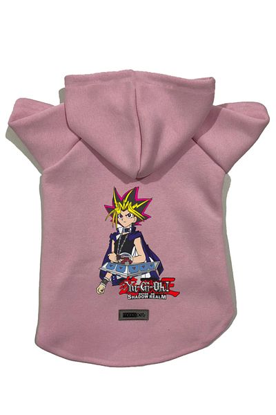 Monopetz Hooded Fleece Sweatshirt Dog and Cat Outfit & Dress - Pink Yugi Oh