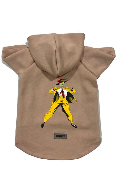Monopetz Hooded Fleece Sweatshirt Dog and Cat Outfit & Dress - Beige Mask