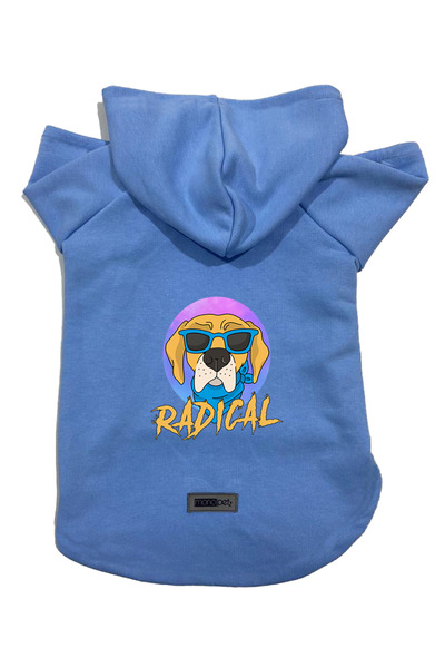 Monopetz سويت شيرت من الصوف بغطاء للرأس ملابس للكلاب والقطط - أزرق جذري - مقاس L