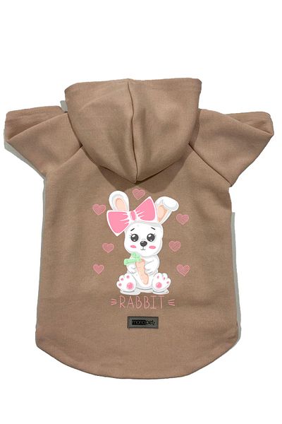 Monopetz Hooded Fleece Sweatshirt Dog and Cat Outfit & Dress - Beige Rabbit