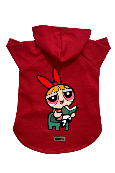 Monopetz سويت شيرت من الصوف بغطاء للرأس ملابس للكلاب والقطط - ورد أحمر - مقاس S