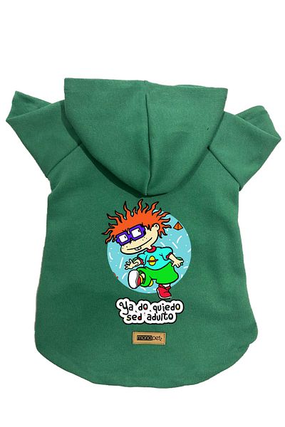 Monopetz Hooded Fleece Sweatshirt Dog and Cat Outfit & Dress - Green Rugrats Carlitos