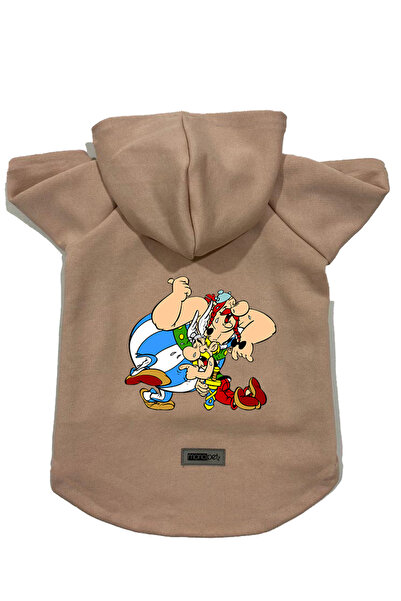 Monopetz سويت شيرت من الصوف بغطاء للرأس ملابس للكلاب والقطط - بيج أستريكس وأو...