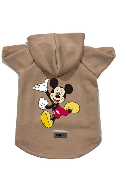 Monopetz Hooded Fleece Sweatshirt Dog and Cat Outfit & Dress - Beige New Mickey